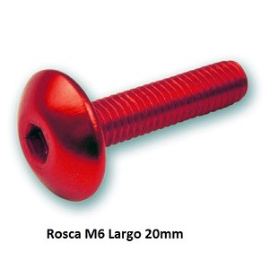 TORNILLO ALUMINIO M6x20 CABEZA PLANA 6 unidades ROJO